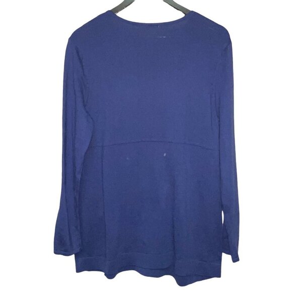 J.Jill Blue Crew Neck Long Sleeve Knit Sweater Women's Size Medium - Picture 3 of 6